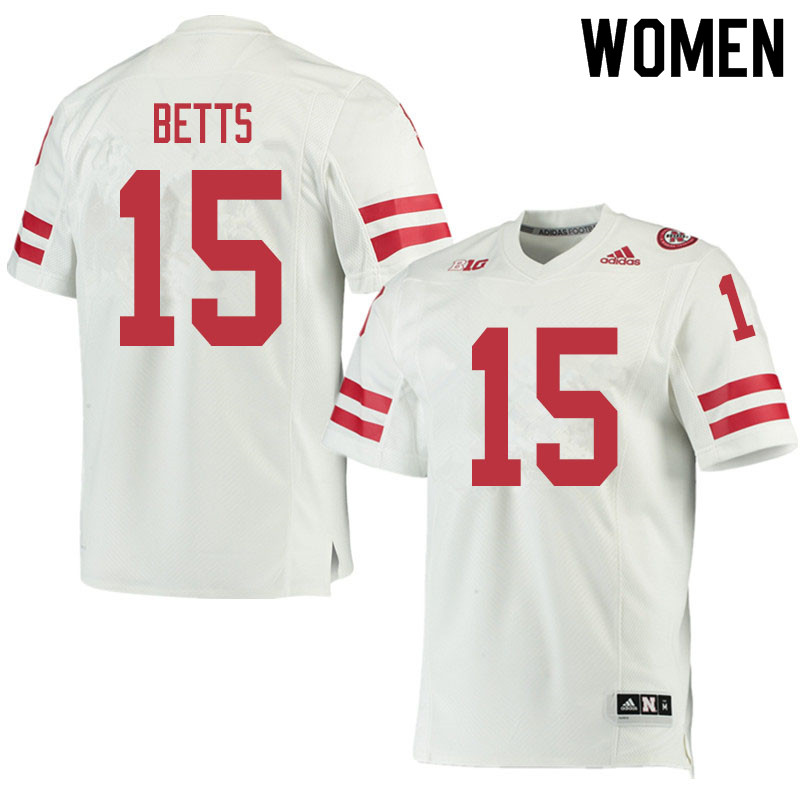 Women #15 Zavier Betts Nebraska Cornhuskers College Football Jerseys Sale-White - Click Image to Close